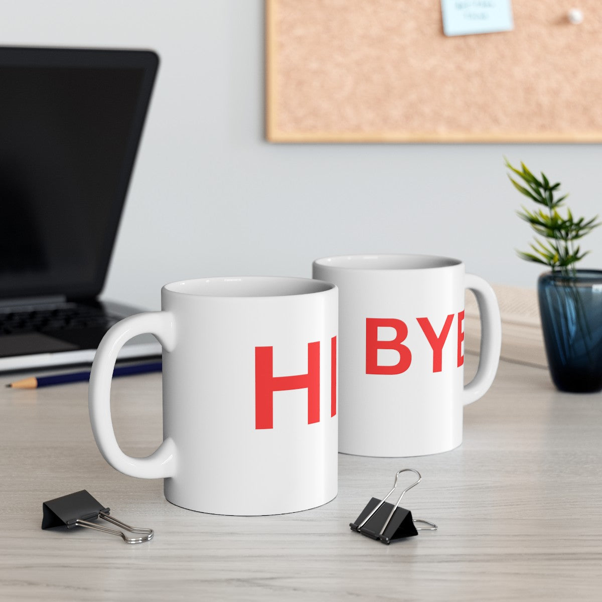 Start and End Your Day Right with Our "Hi" and "Bye" Ceramic Coffee Mug