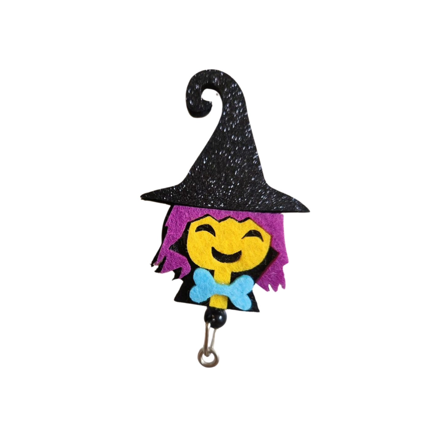 Glitter Halloween Funny Witch Badge Reel