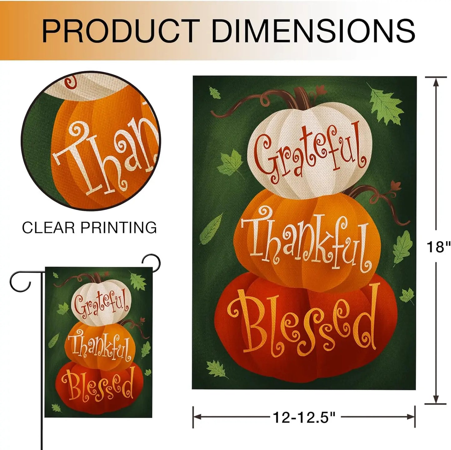 Thanksgiving Grateful Thankful Blessed Garden Flag