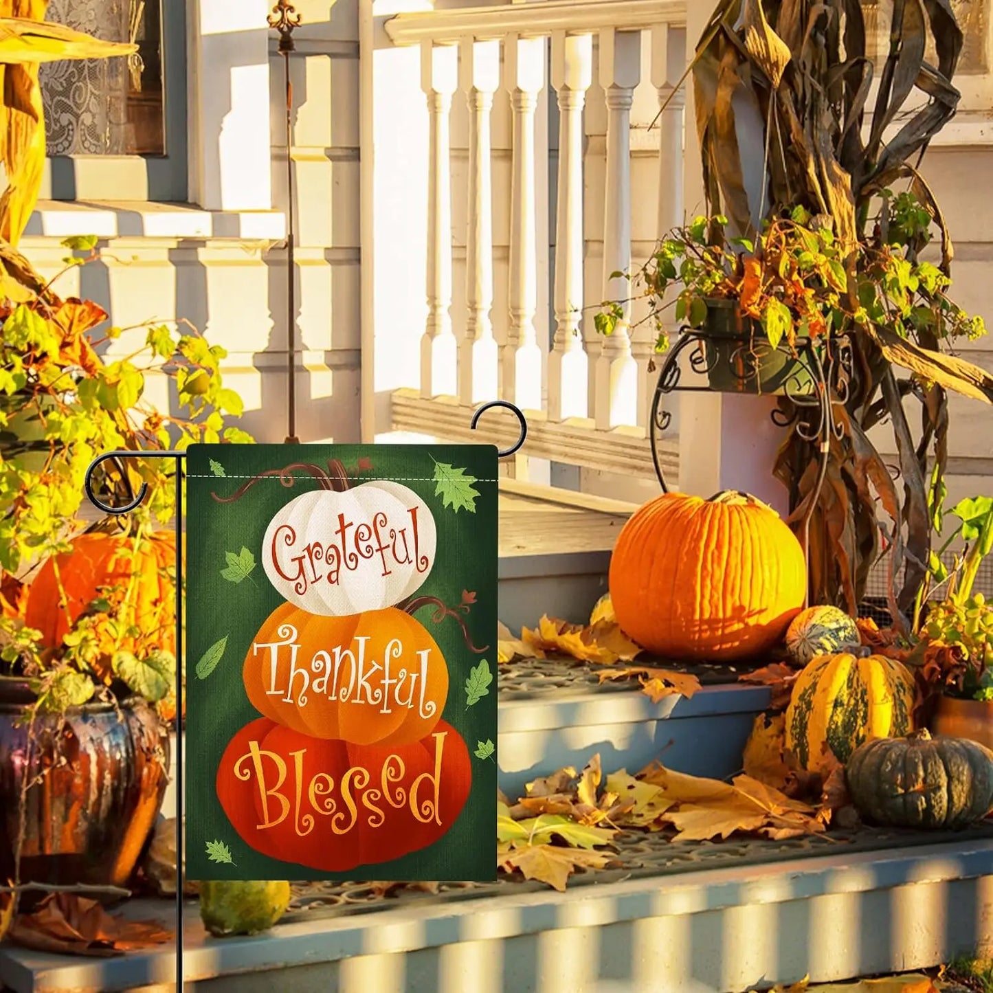 Thanksgiving Grateful Thankful Blessed Garden Flag