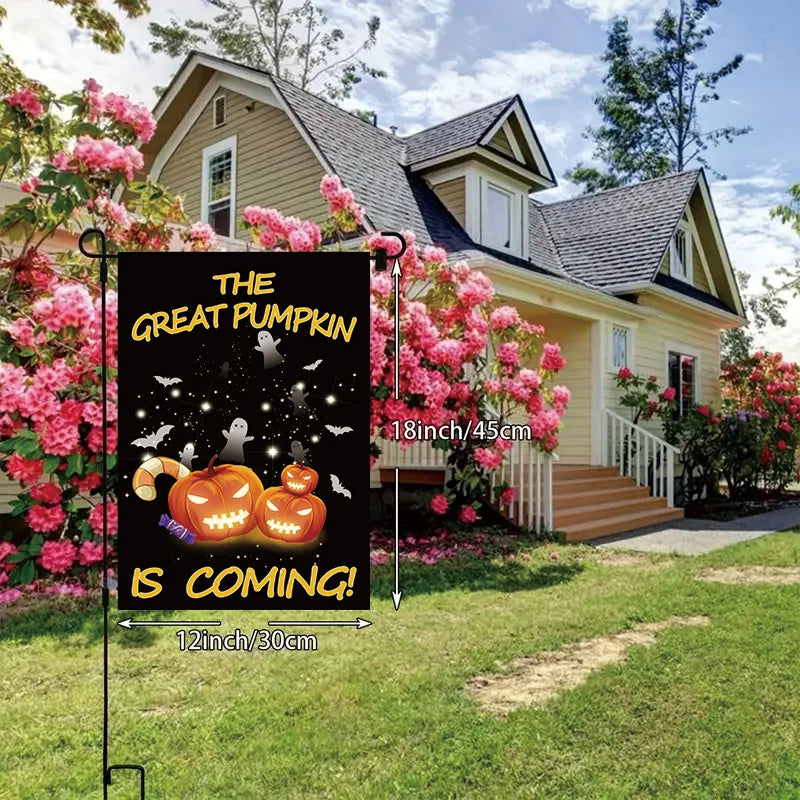 Halloween-The Great Pumpkin Is Coming Garden Flag