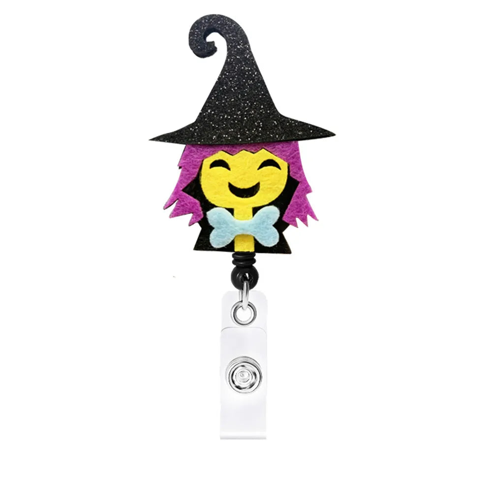 Glitter Halloween Funny Witch Badge Reel